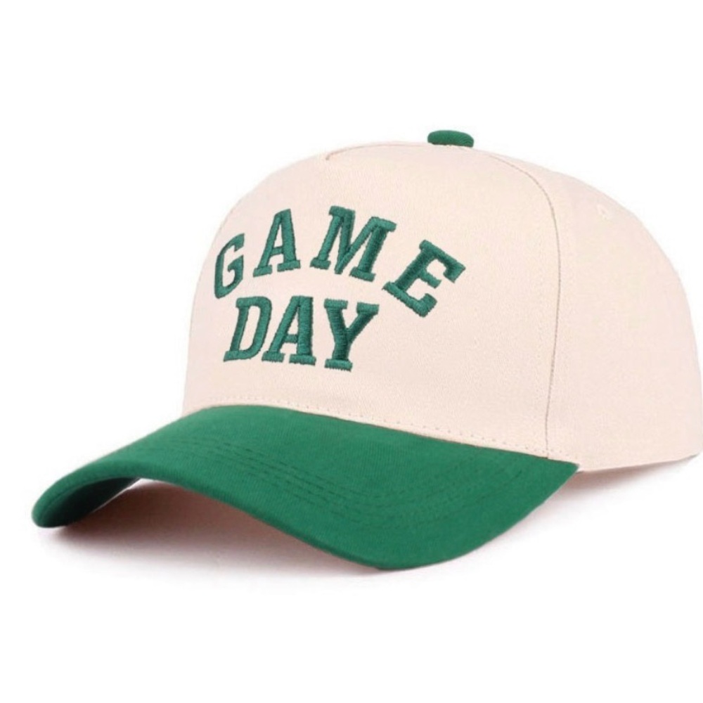GAME DAY Two-Tone Cream and Green Baseball Cap